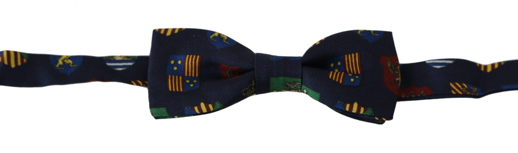 Dolce & Gabbana Blaue Flaggen 100% Seide Einstellbare Hals Papillon Männer Fliege