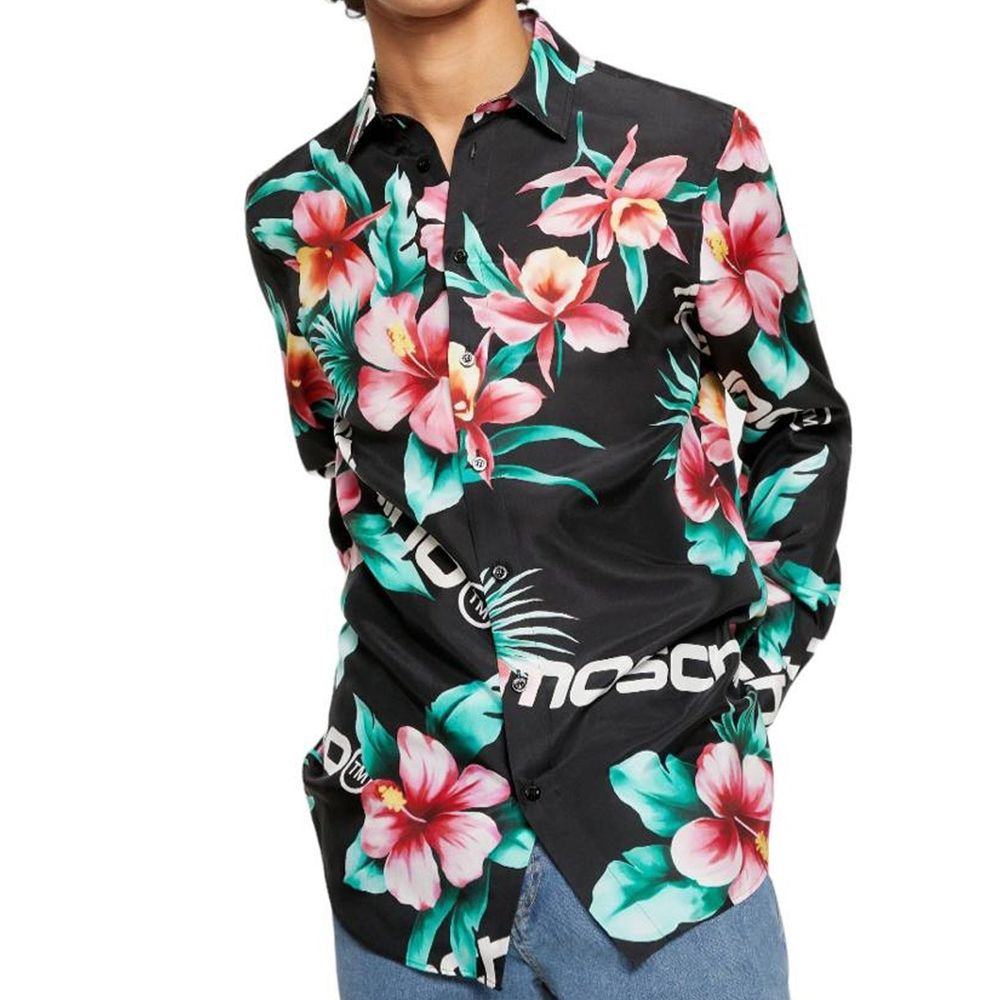 Moschino Couture Black Silk Pattern Shirt
