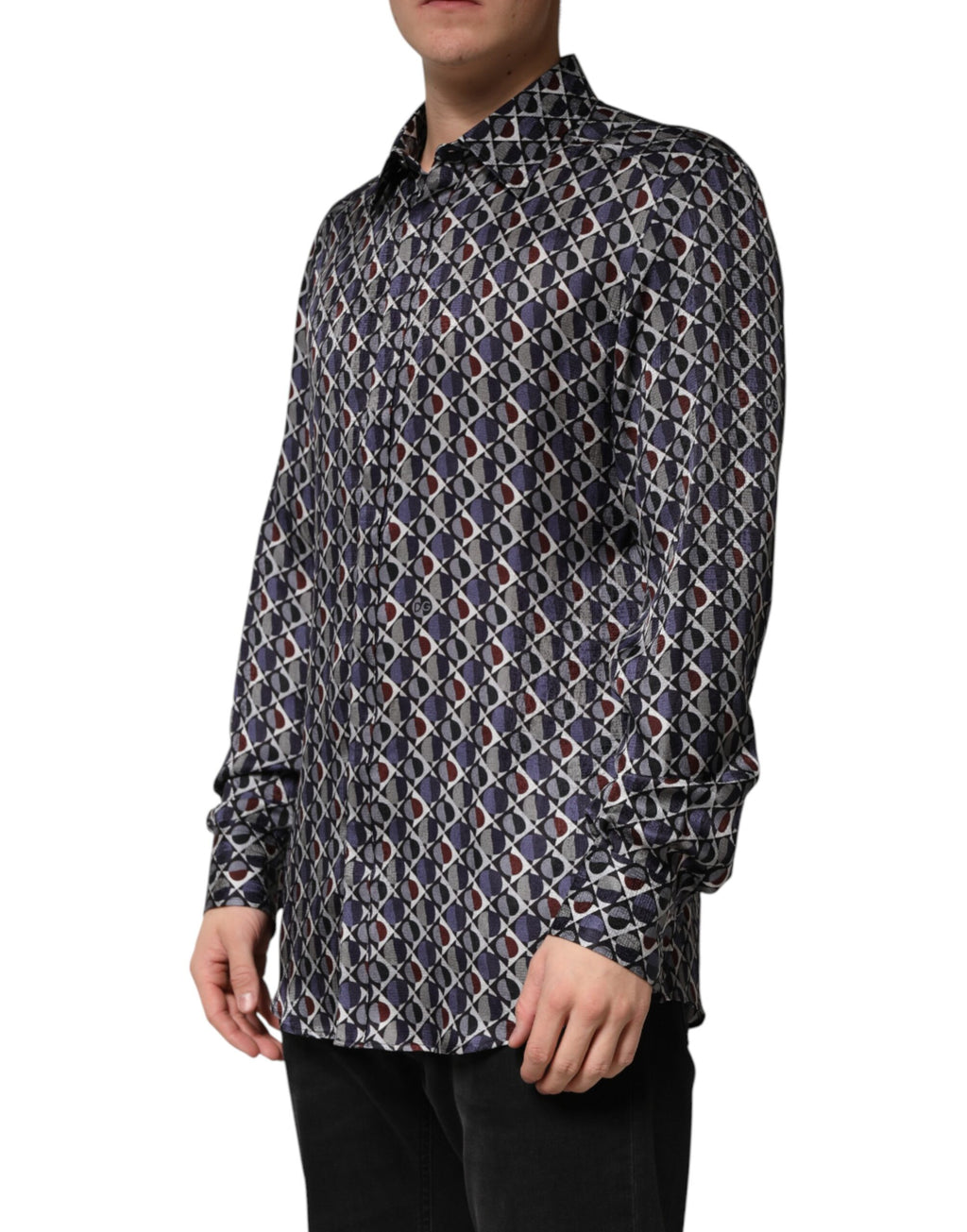 Dolce & Gabbana Heren Overhemd met Kraag, Meerkleurig Patroon, GOUD