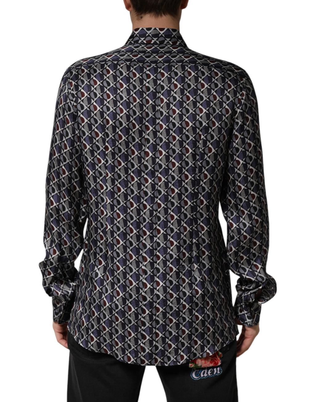 Dolce & Gabbana Heren Overhemd met Kraag, Meerkleurig Patroon, GOUD