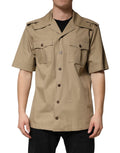 Dolce & Gabbana Brown Pin Up Short Sleeves Men Casual Shirt
