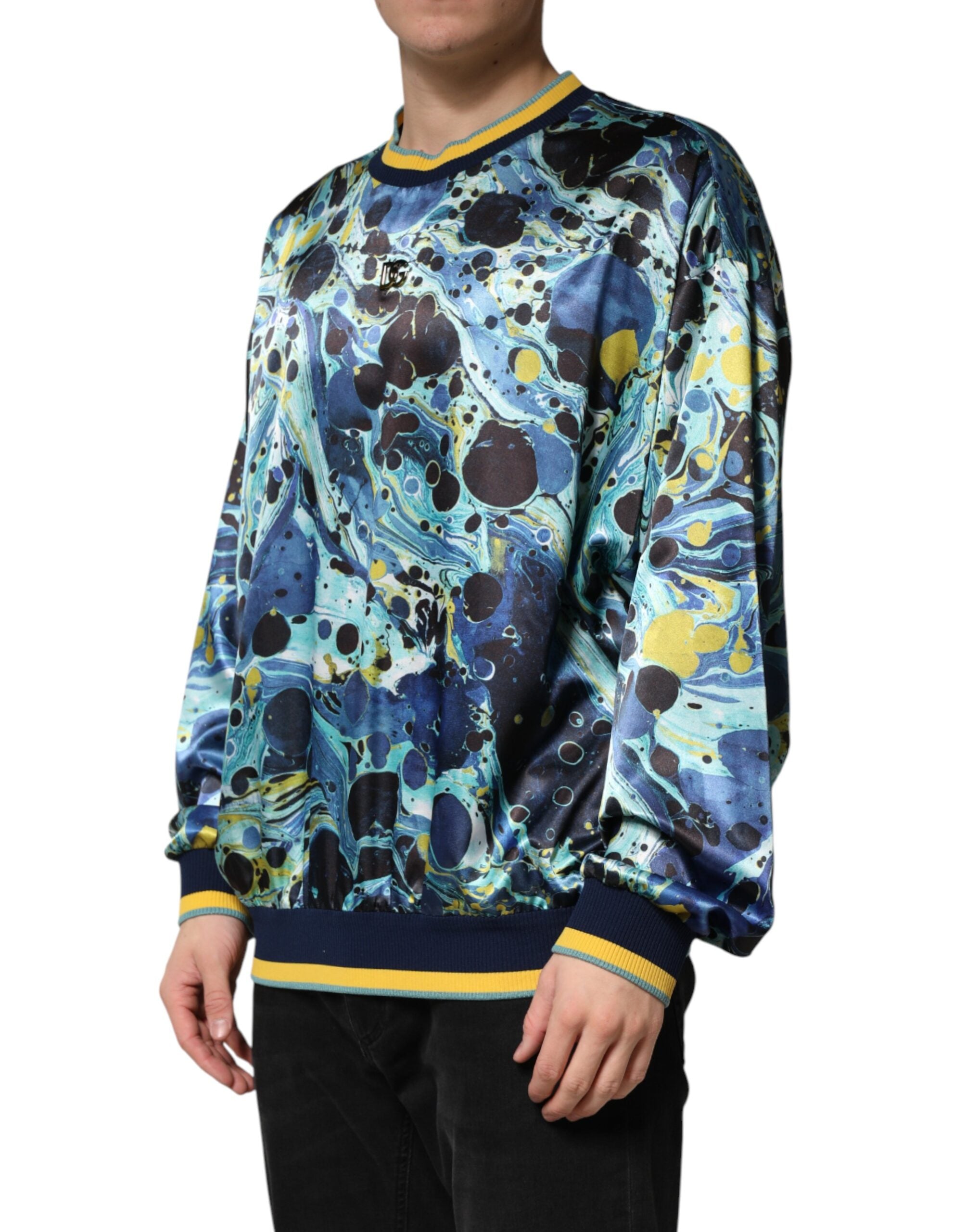 Dolce & Gabbana Multicolor Marble Print Pullover Sweater