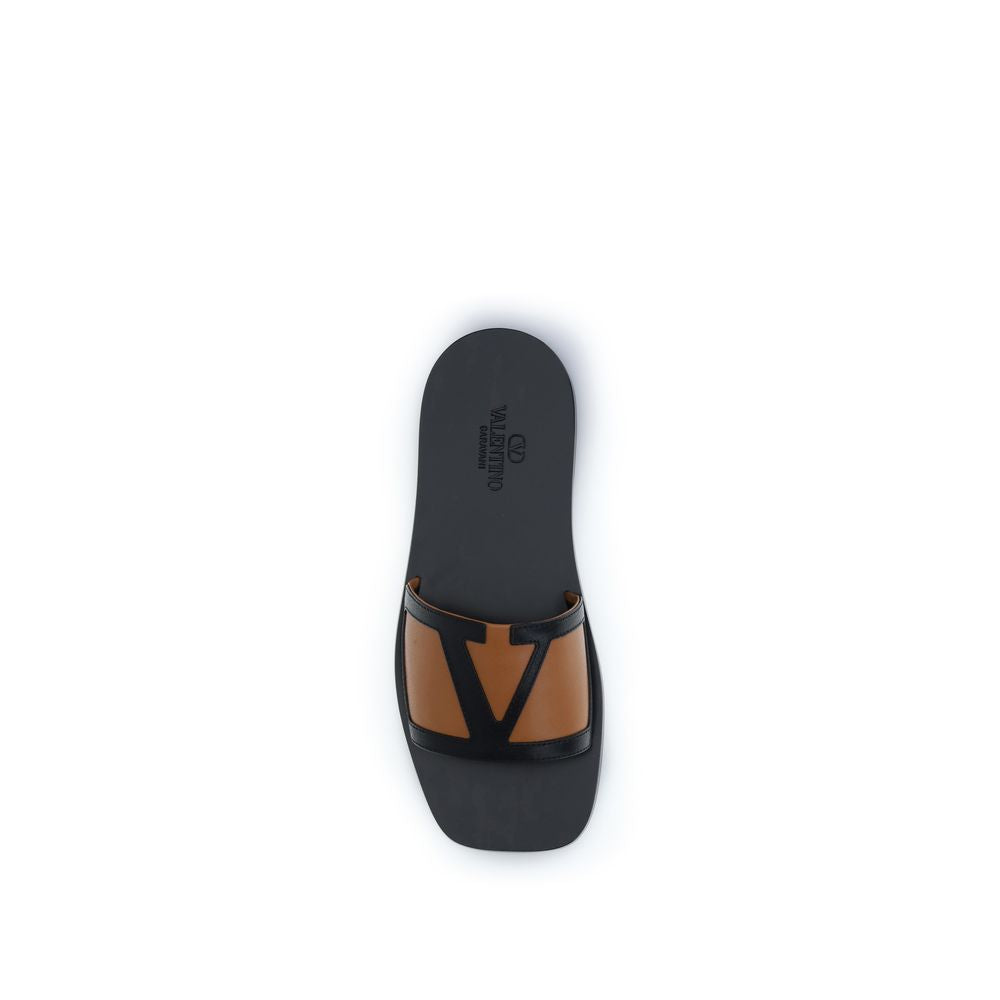 Valentino Garavani Black Calf Leather Bos Taurus Sandals