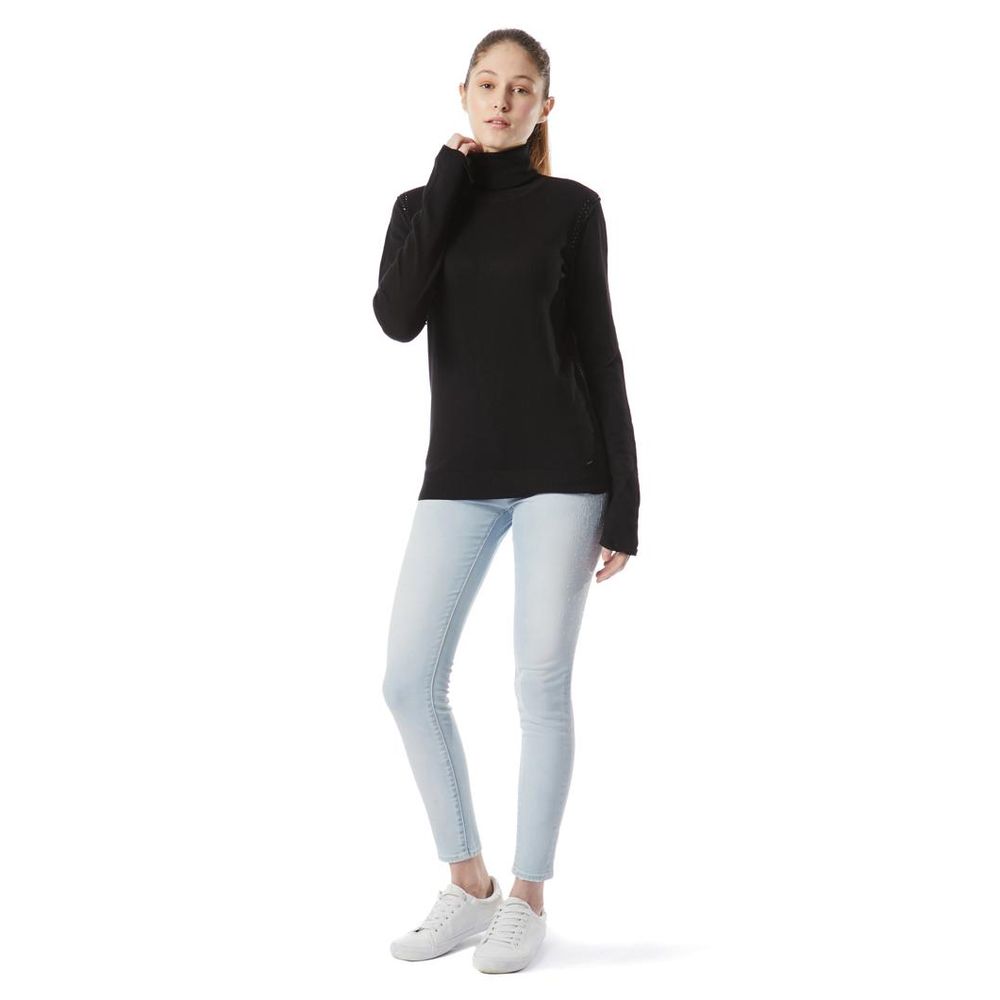 Gas Black Cotton Turtleneck