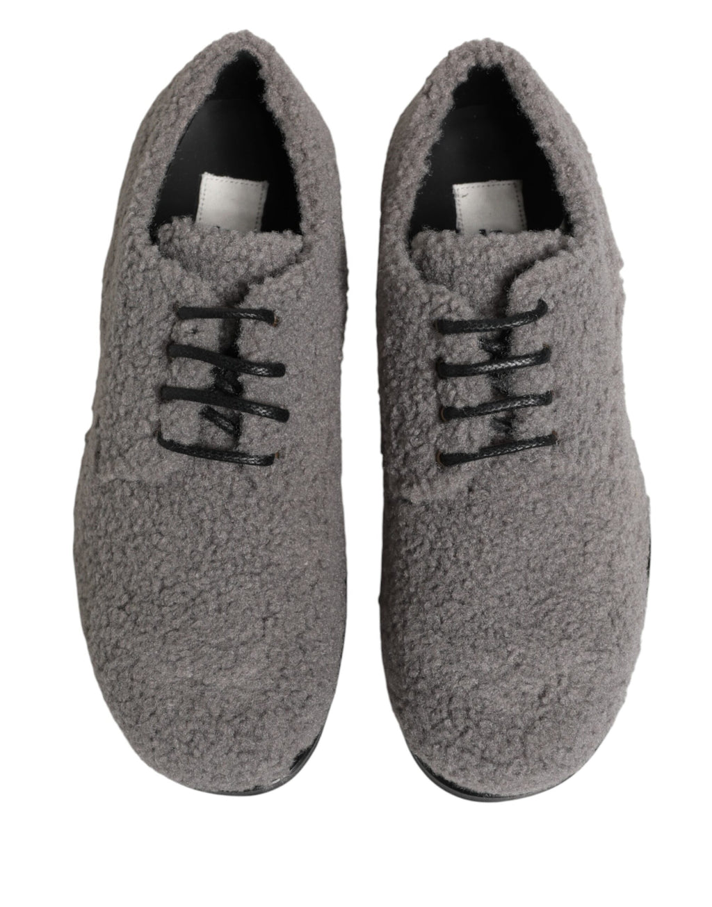 Dolce & Gabbana Gray Fleece Lace Up Men Derby Dress Shoes