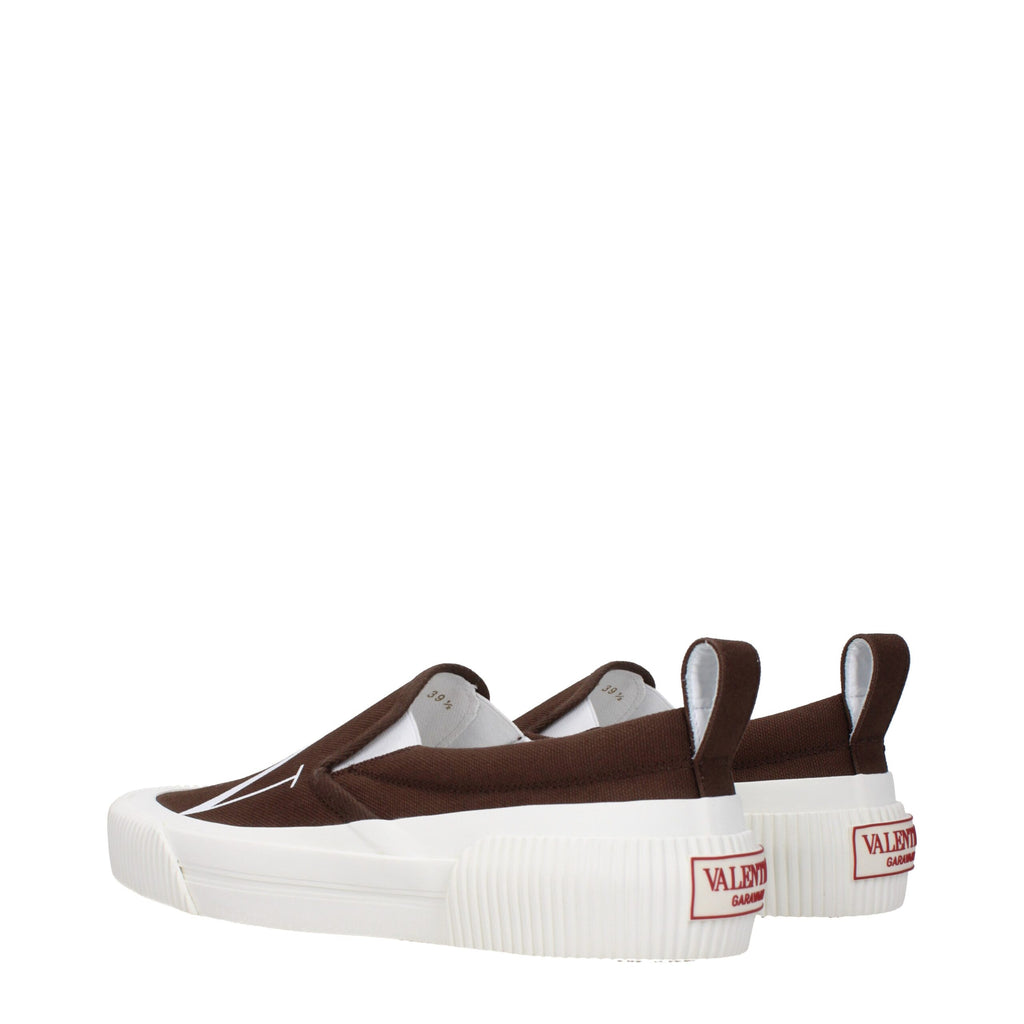 Valentino Garavani Brown Fabric Slip-On Loafers
