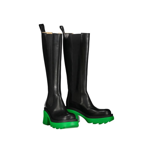 Bottega Veneta Schwarzes Leder Overknee