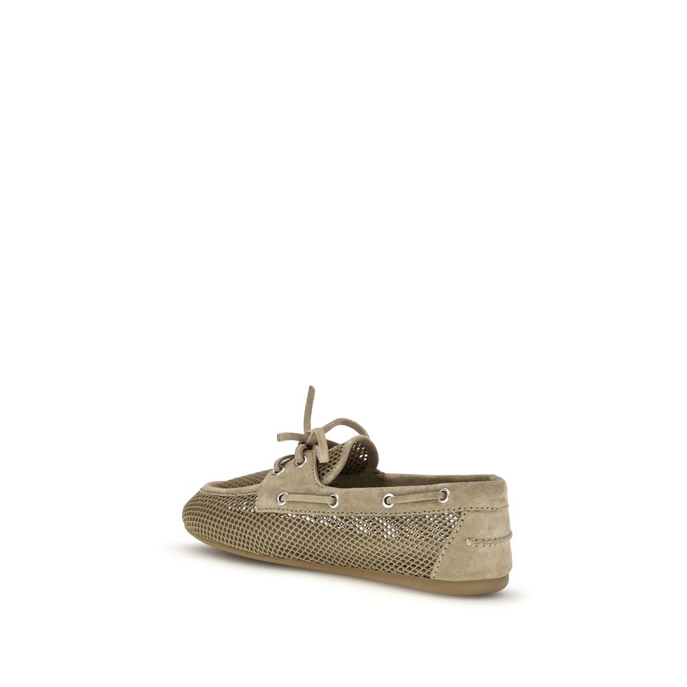 Miu Miu Beige Calf Leather Bos Taurus Slip-On Loafers