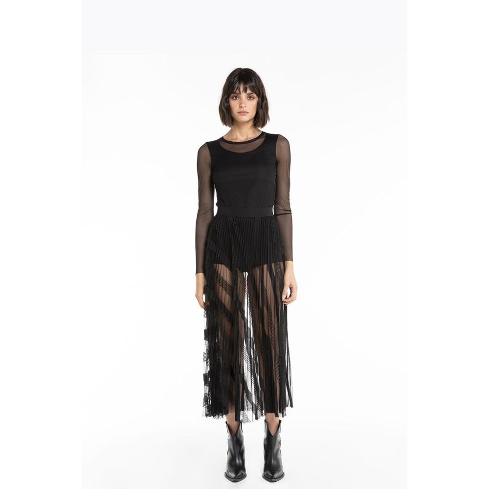 Patrizia Pepe Black Polyester Long Skirt