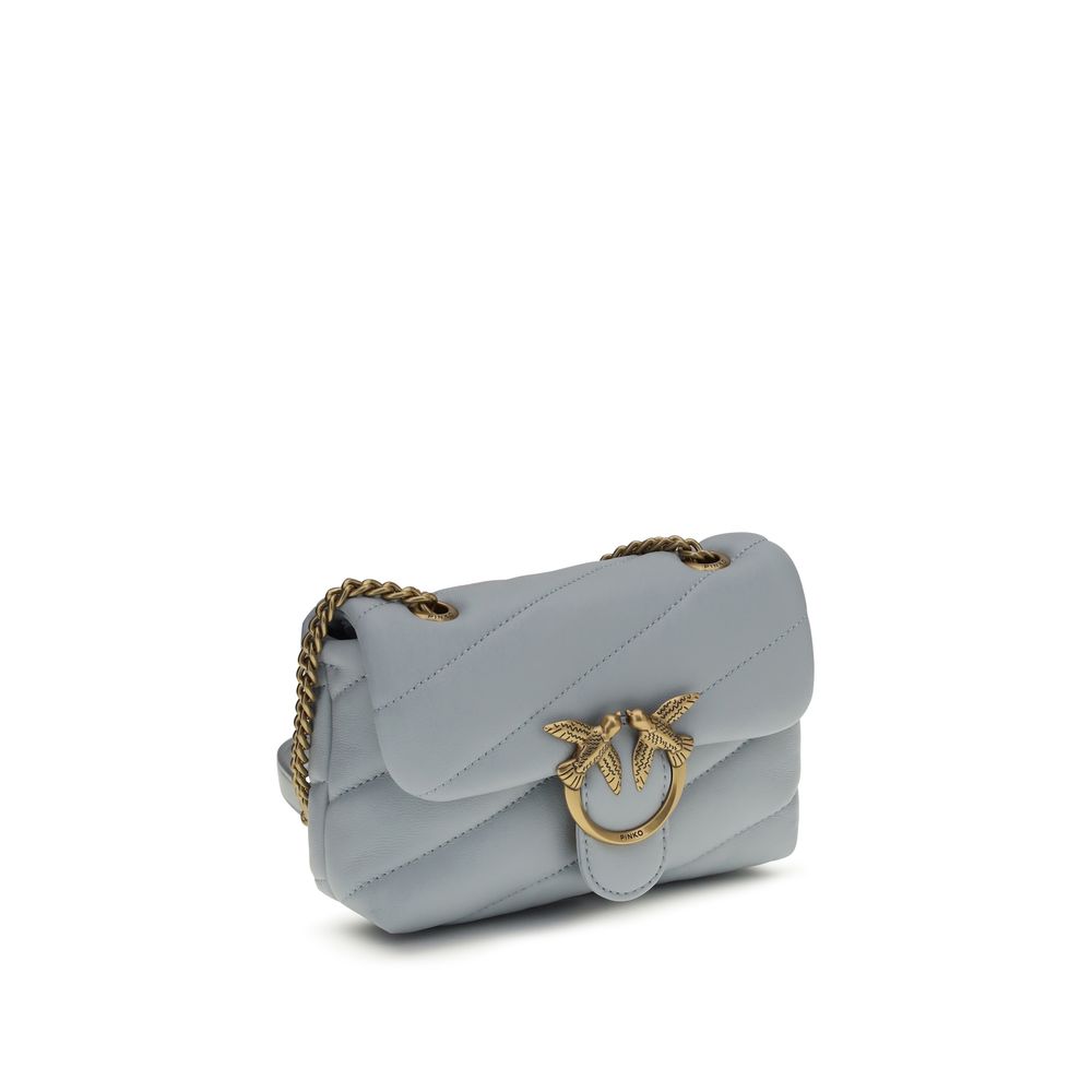 PINKO Blue Calf Leather Bos Taurus Shoulder Bag