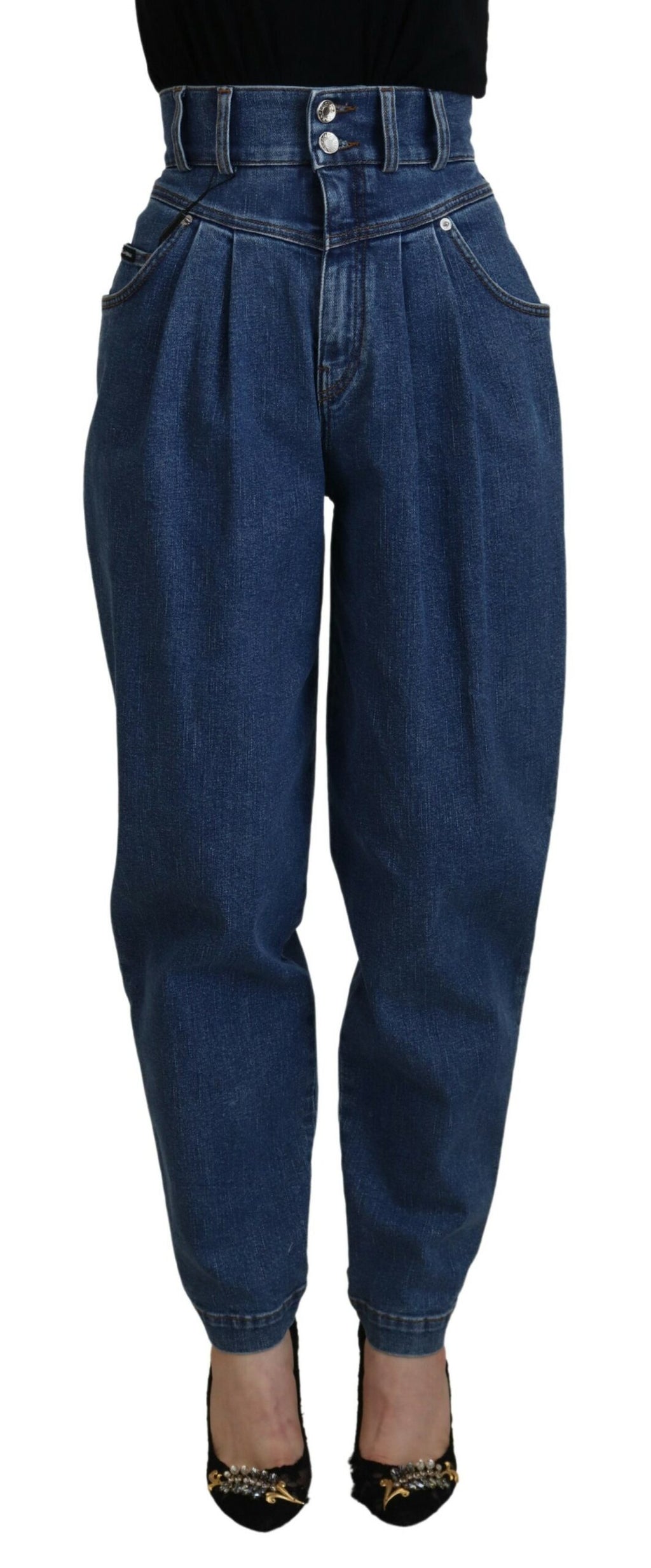Dolce & Gabbana Blue Cotton High-Waisted Jean