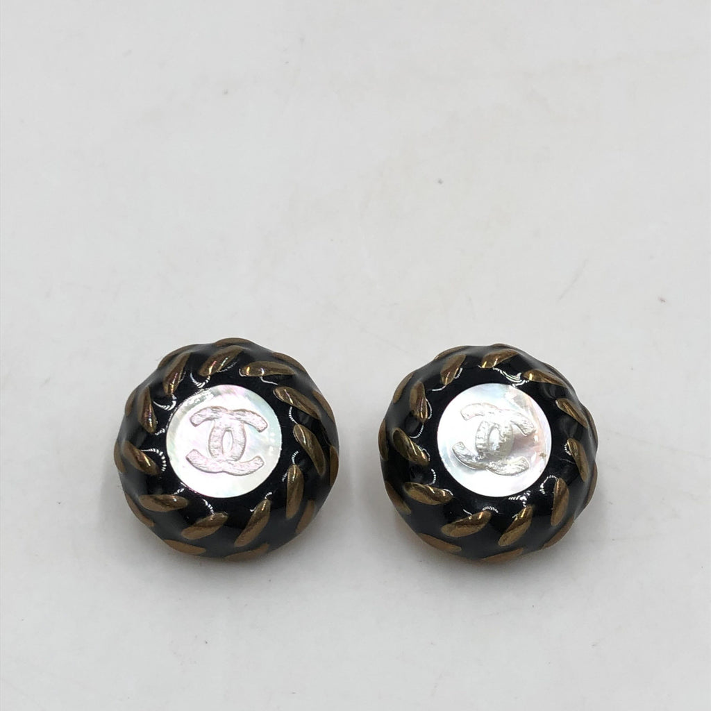 Chanel CC Button Clip-On Earrings