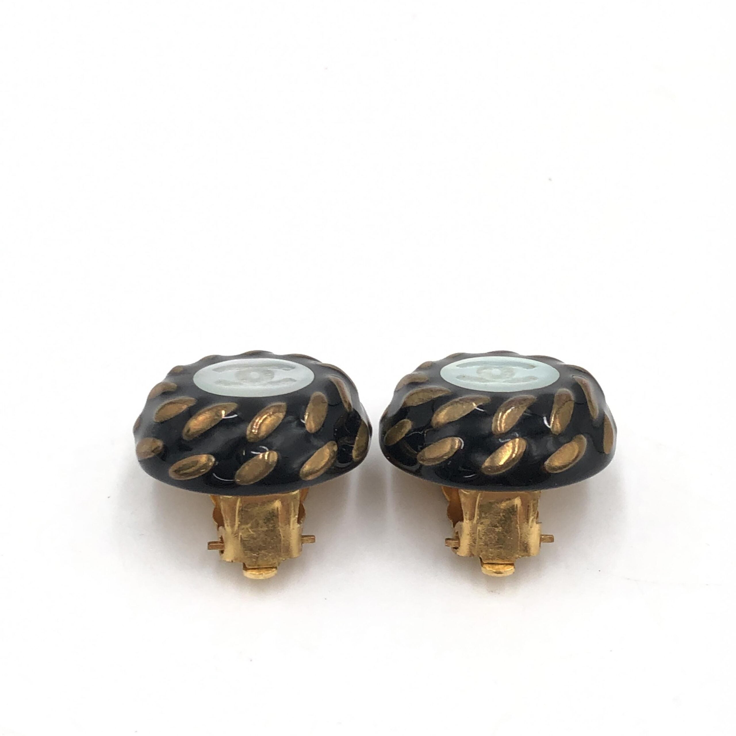 Chanel CC Button Clip-On Earrings