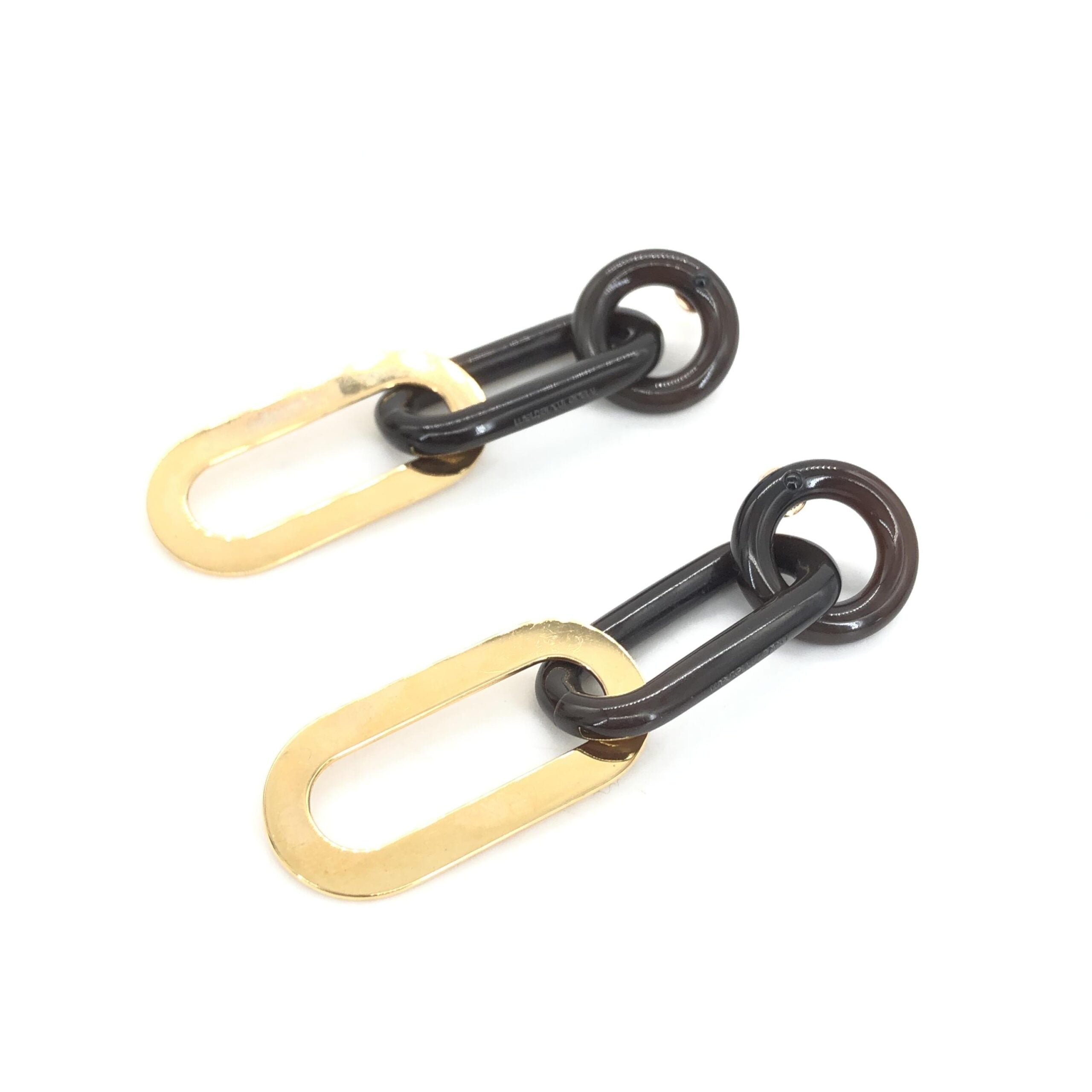 Hermès Gold Plated And Black Chain Link Earrings