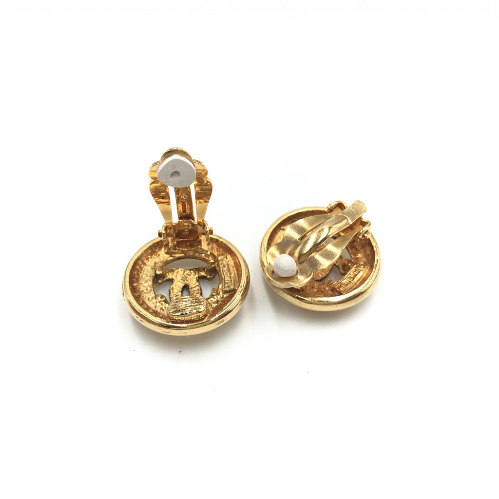 Chanel Gold Plated CC Clip-On Earrings