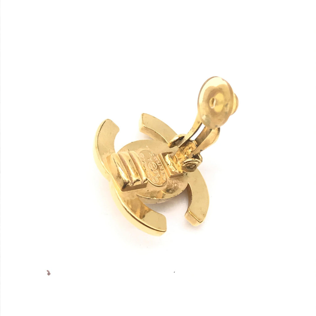 Chanel Gold PLated CC Turnlock Clip-On Earrings
