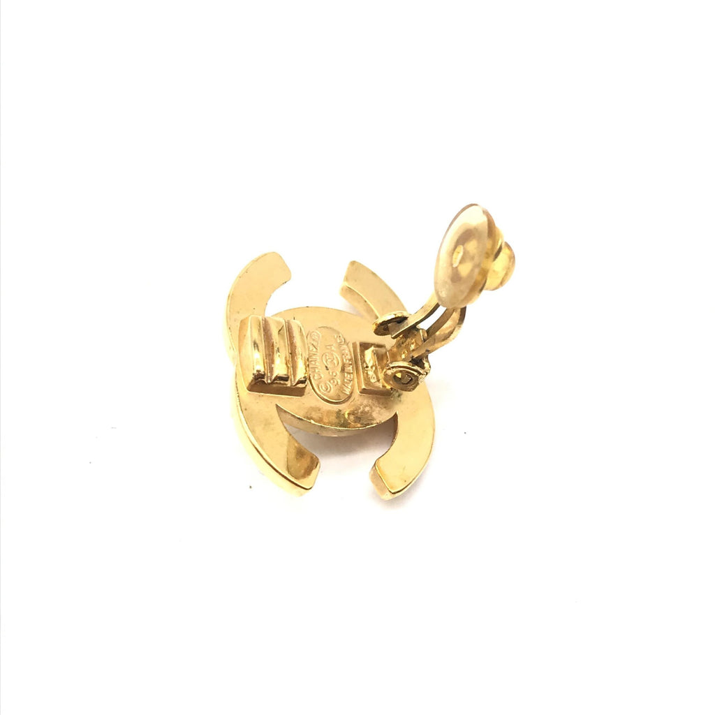 Chanel Gold PLated CC Turnlock Clip-On Earrings