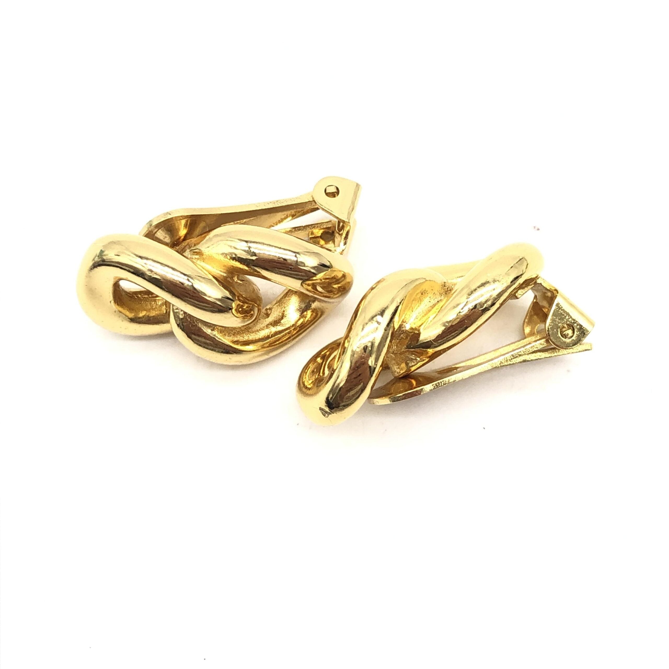 Christian Dior Gold Tone Twisted Chain Clip-On Earrings