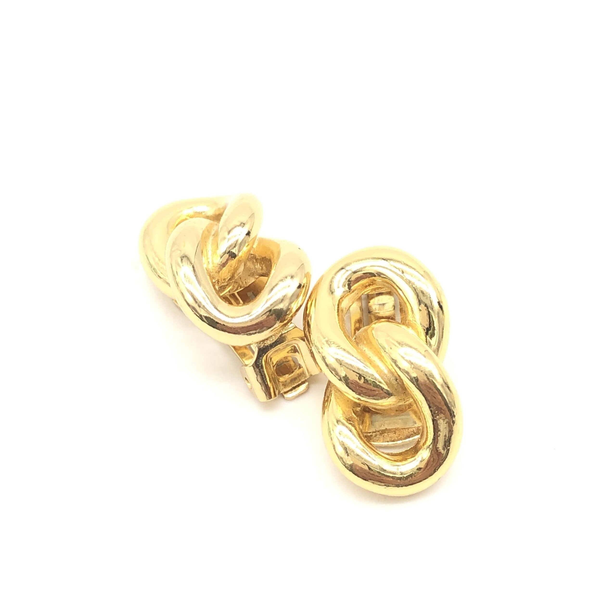 Christian Dior Gold Tone Twisted Chain Clip-On Earrings