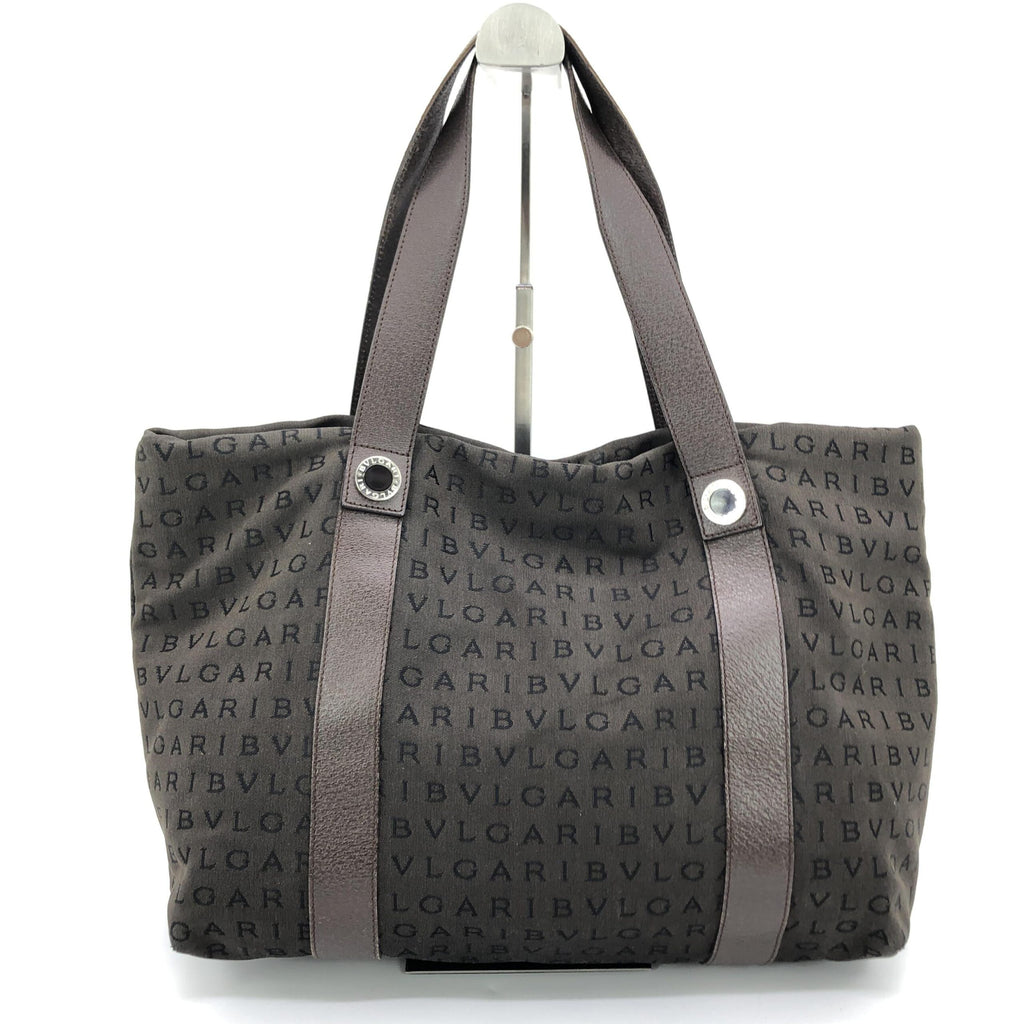 Bulgari Logo Canvas Tote Bag With Pockets