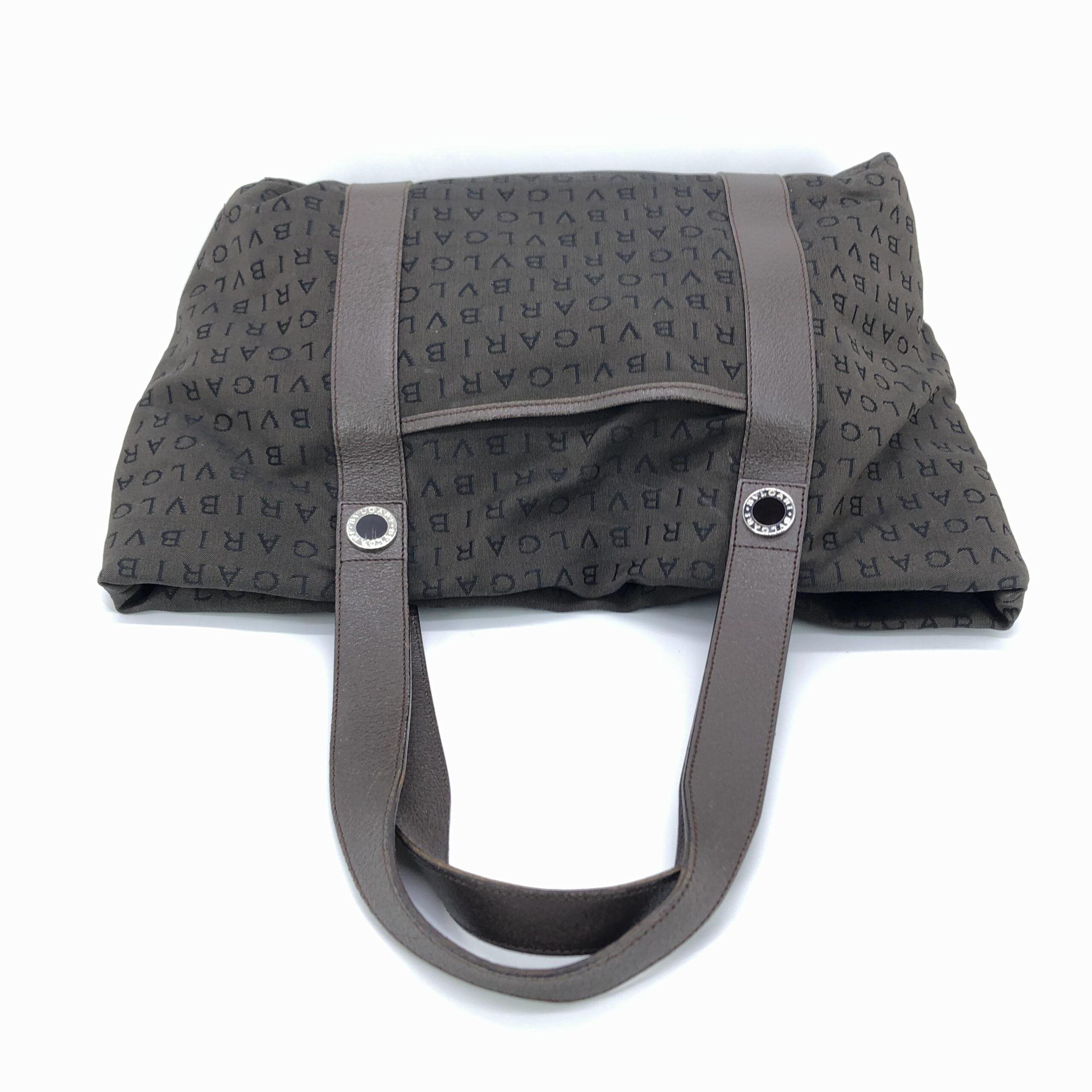 Bulgari Logo Canvas Tote Bag With Pockets