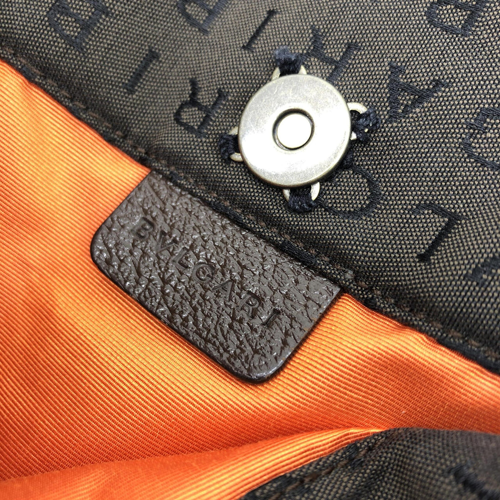 Bulgari Logo Canvas Tote Bag With Pockets