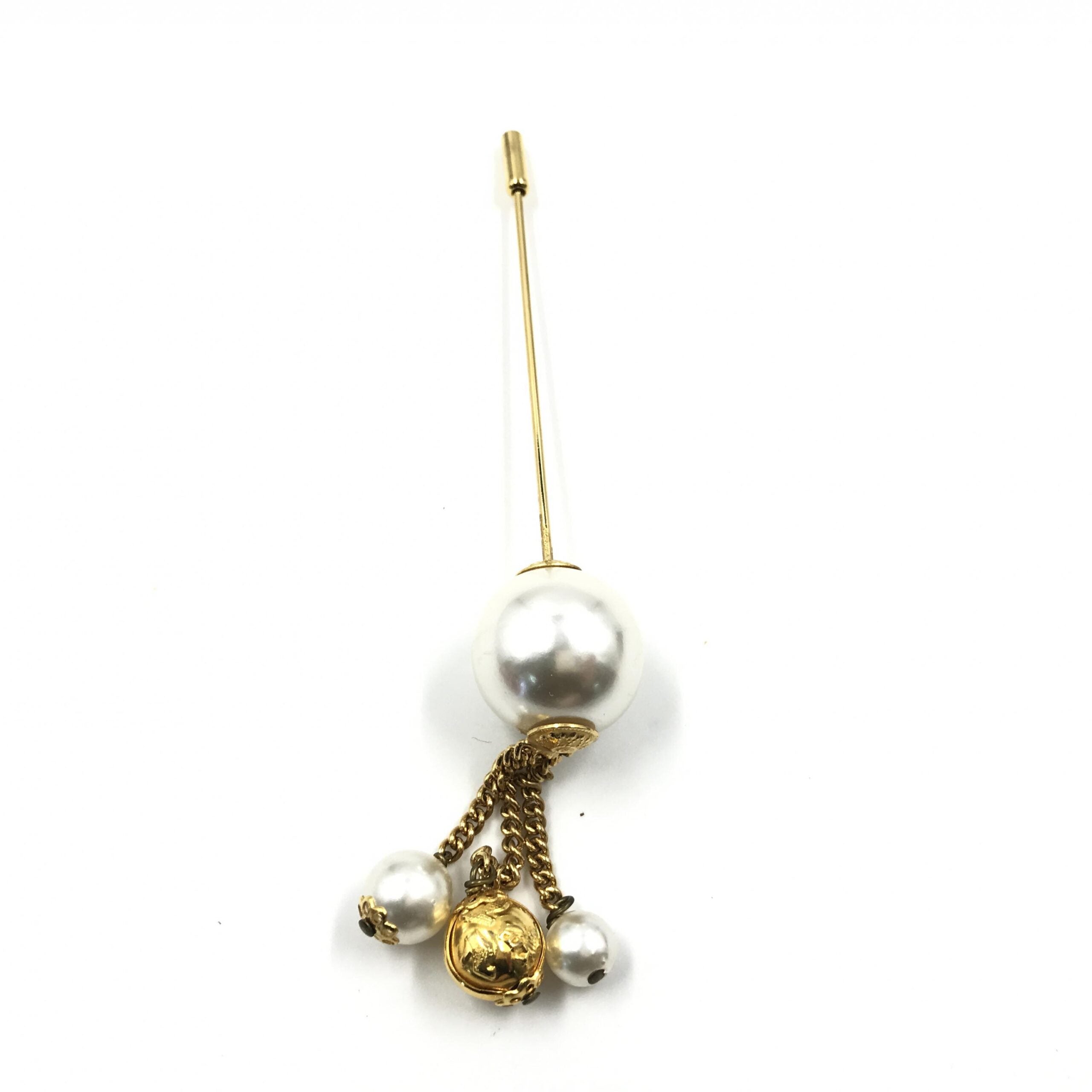 Salvatore Ferragamo Pin Brooch, Pearl Style, Box