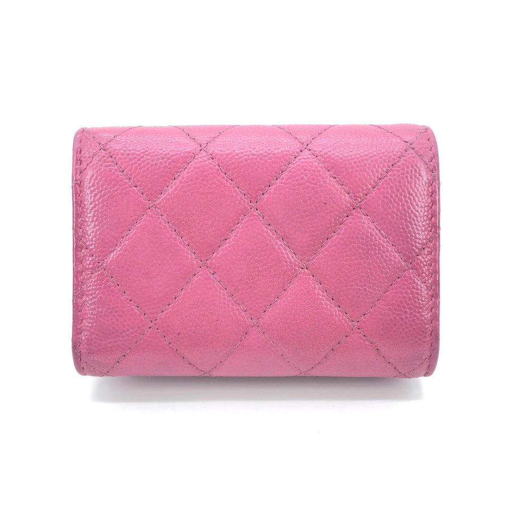 Chanel Pink Leather Quilted Flap Wallet