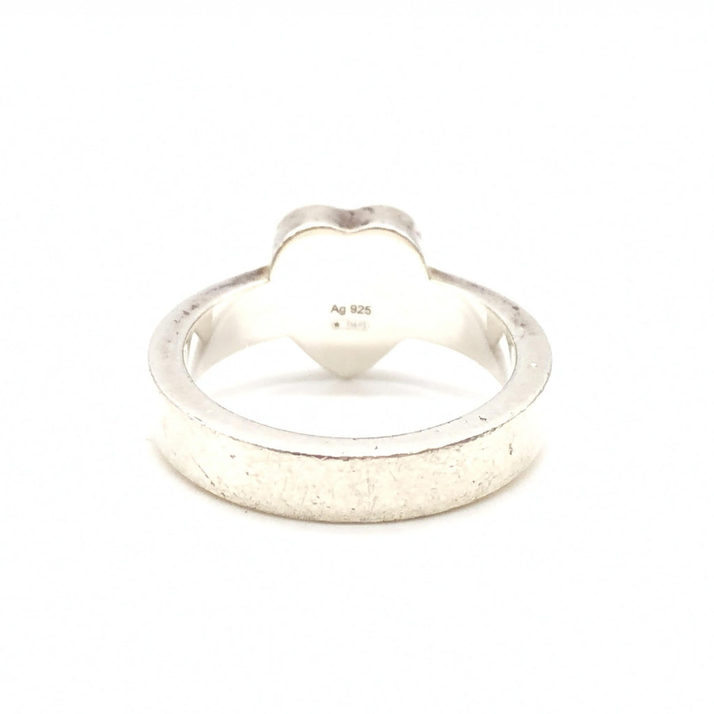 Gucci Sterling Silver Heart Trademark Ring, US Size 5.5