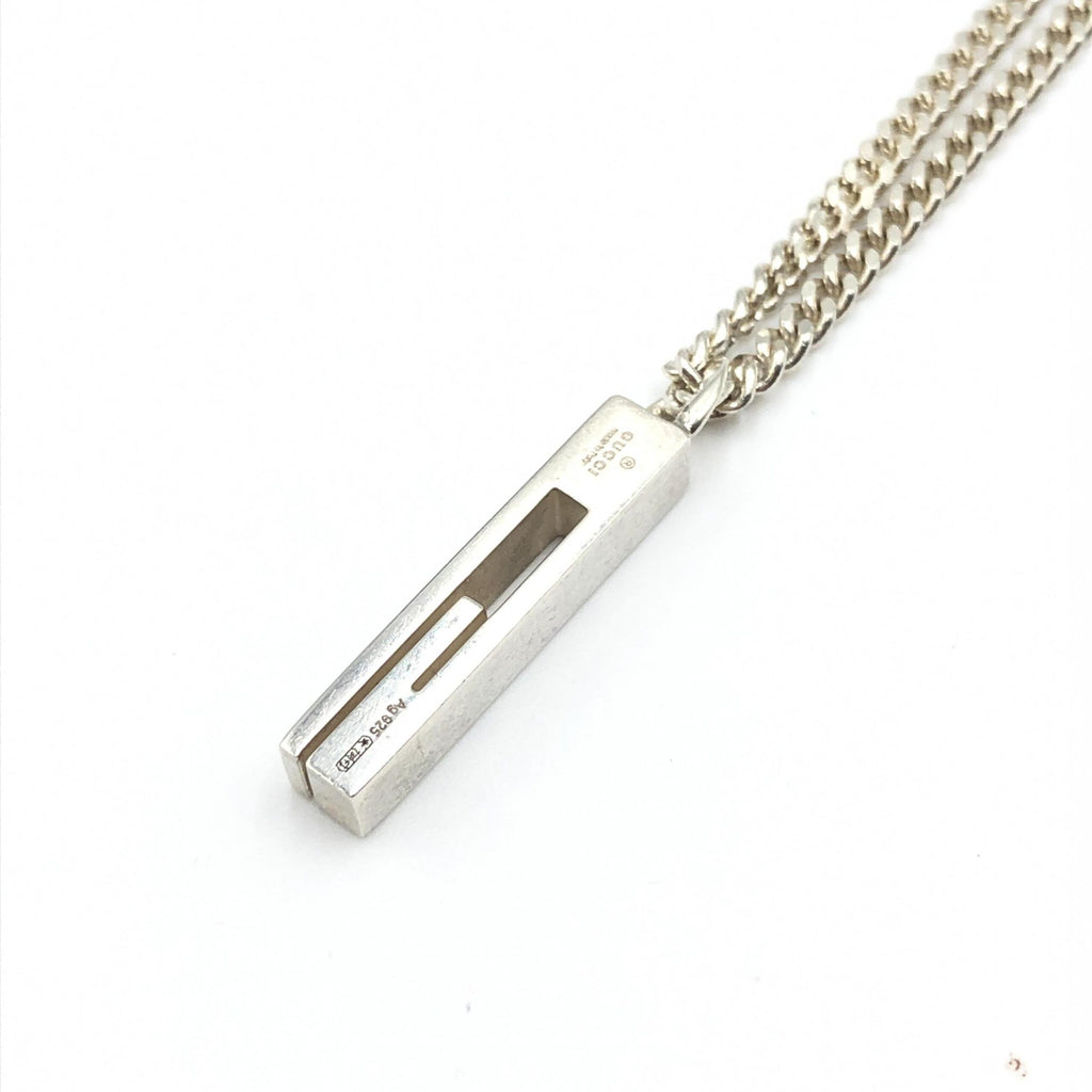 Gucci Sterling Silver G Bar Pendant Necklace