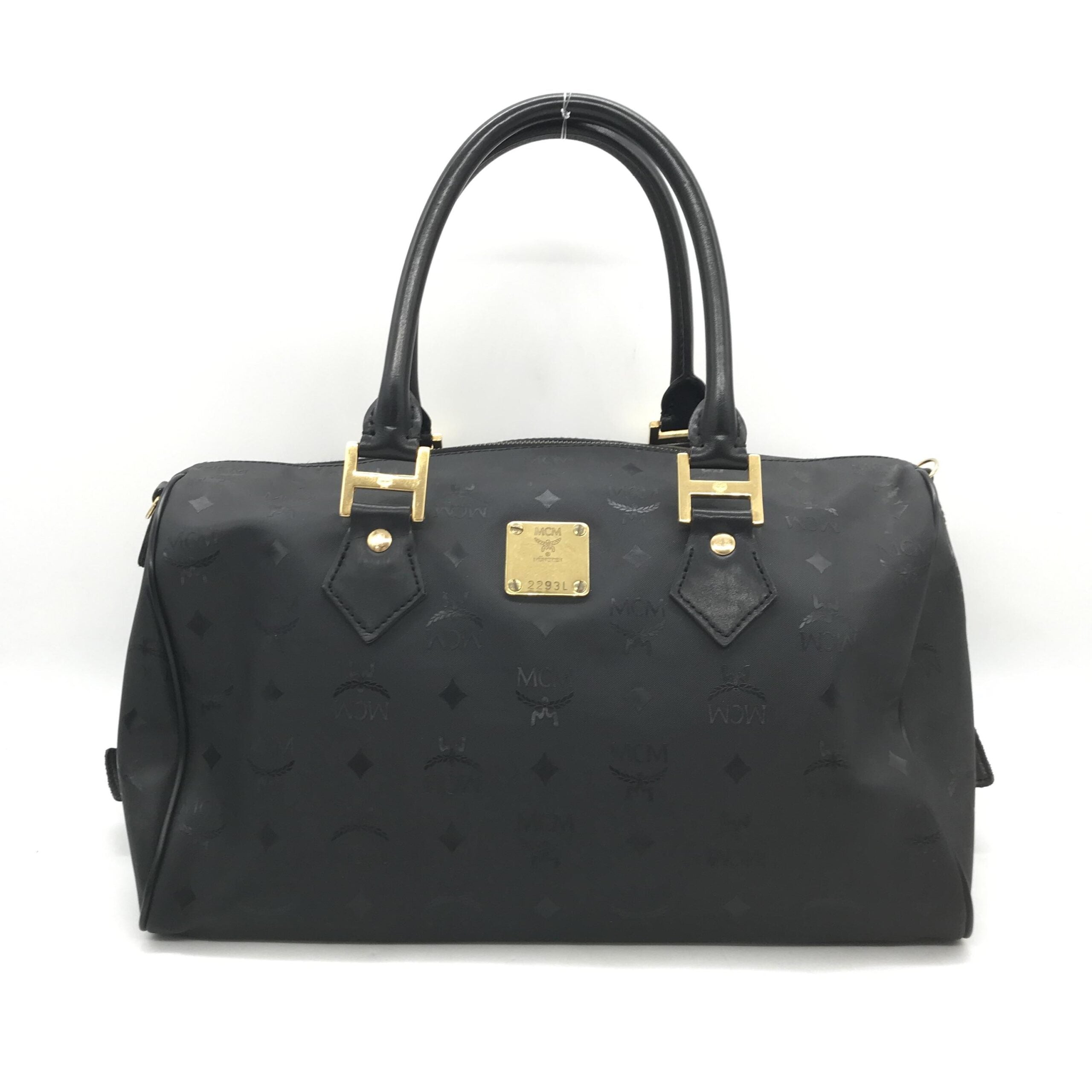 MCM Black Visetos Monogram Boston Bag