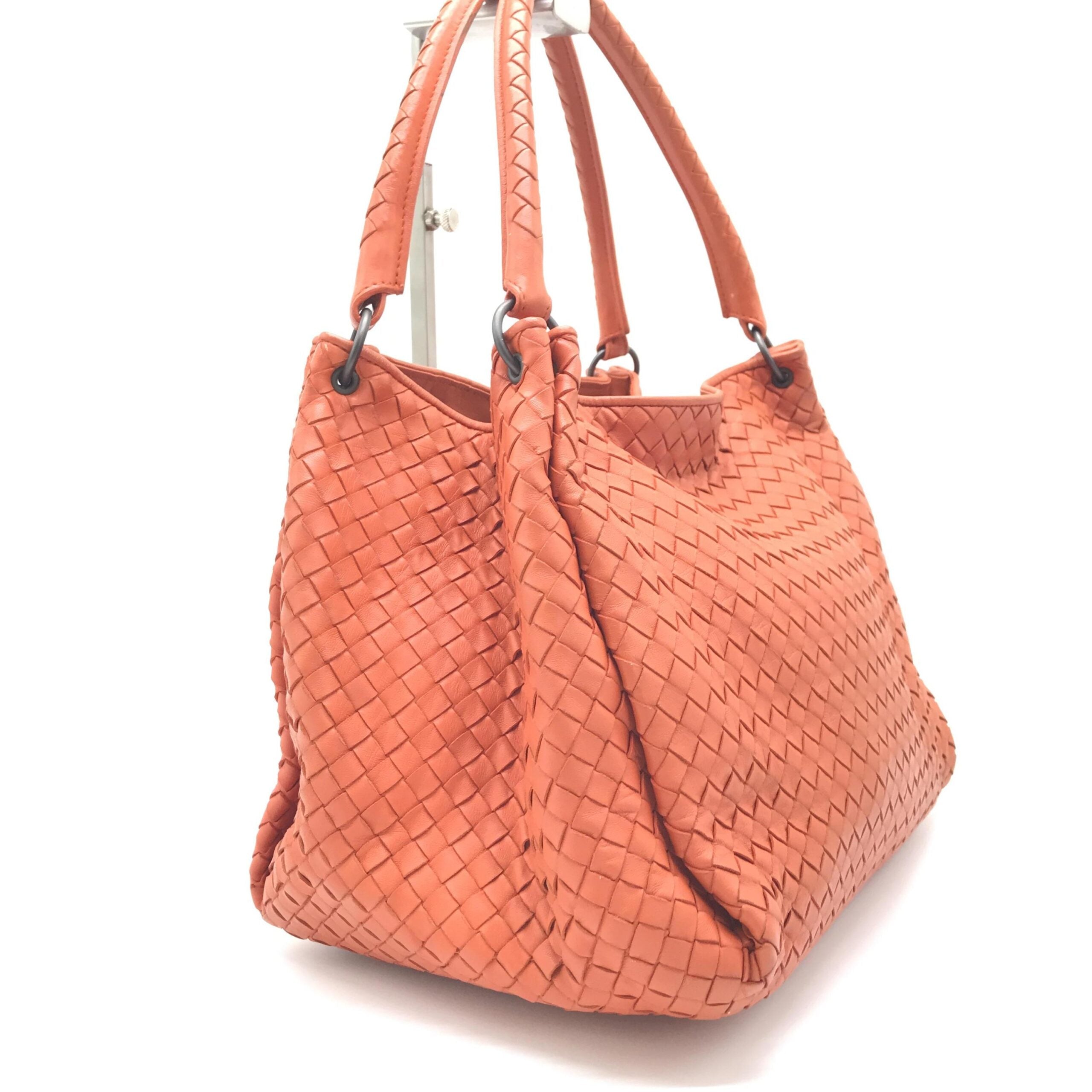 Bottega Veneta Intrecciato Leather Hobo Bag In Orange