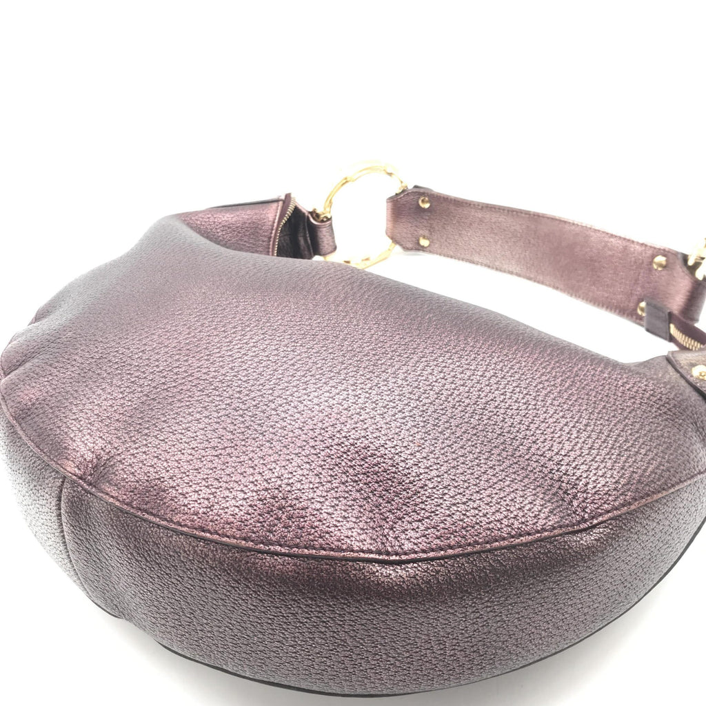 Gucci Metallic Leather Bamboo Ring Hobo Bag
