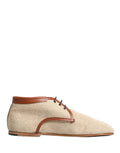 Dolce & Gabbana Beige Canvas Leather Trim Dress Derby Shoes