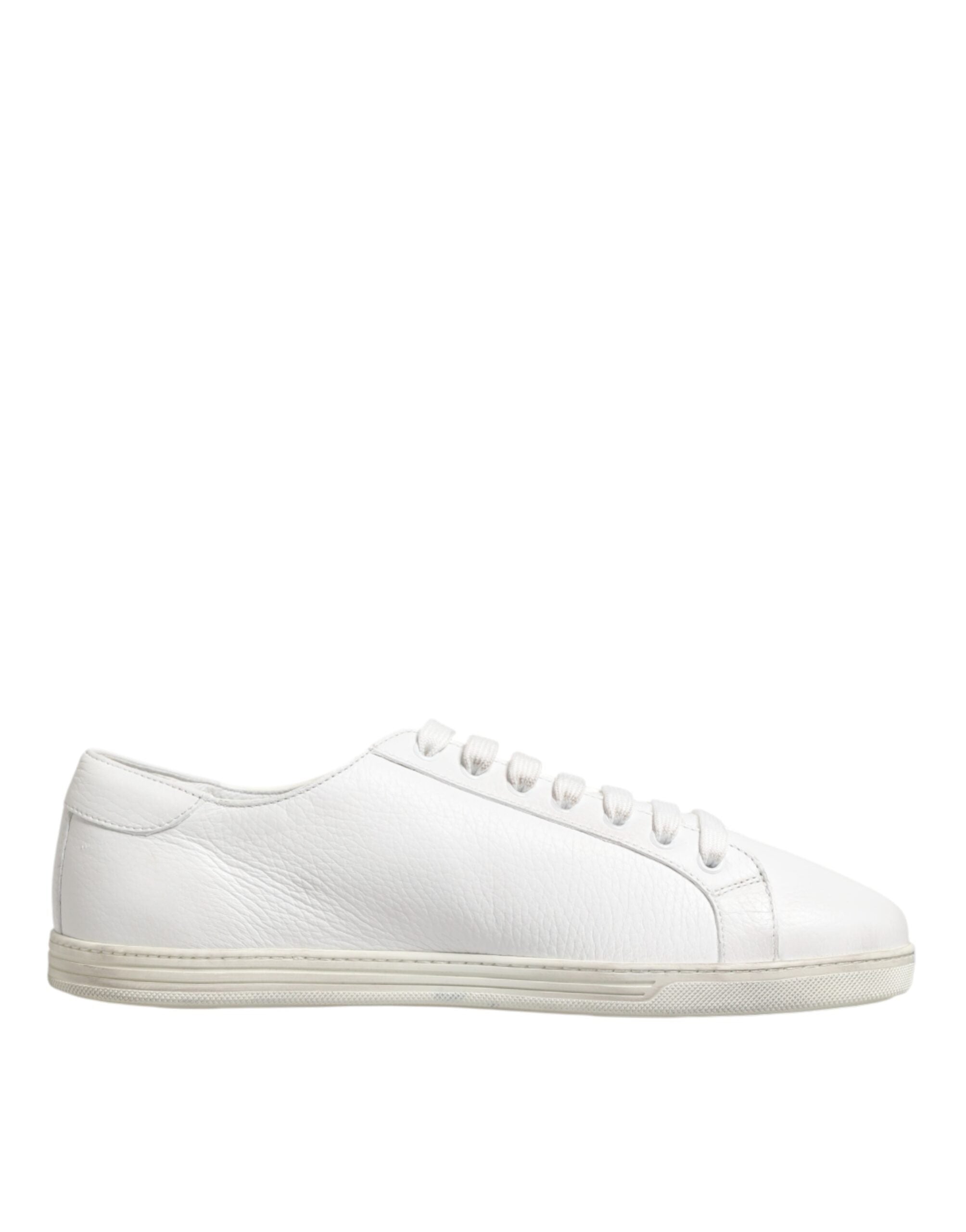 Dolce & Gabbana White Bianco Leather Men Low Top Sneakers Shoes