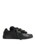 Dolce & Gabbana Black Calf Leather Nappa Lace-Up Sneakers Shoes