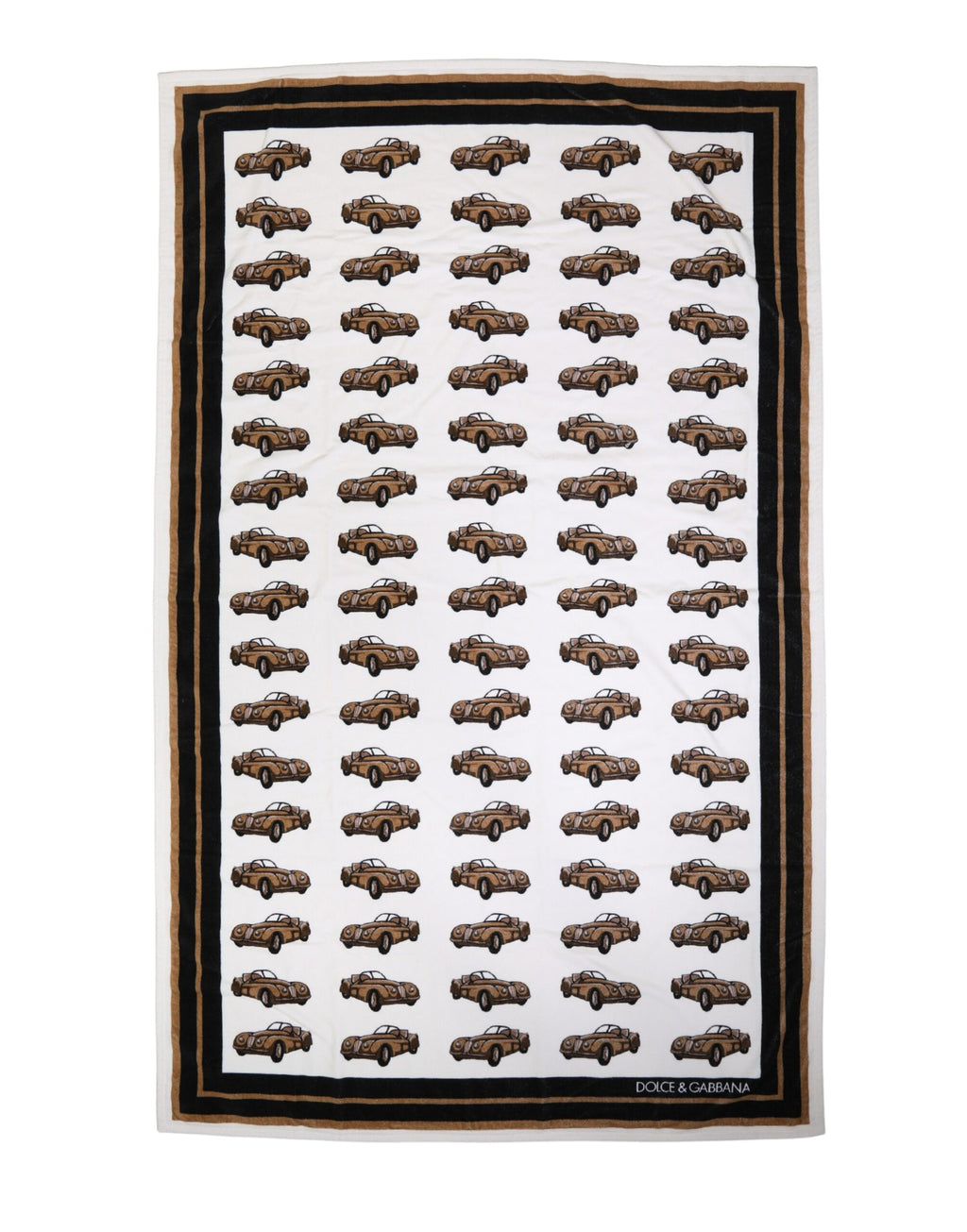Dolce & Gabbana Towel White Cotton Car Graphic Print 115cm x 180cm Beach