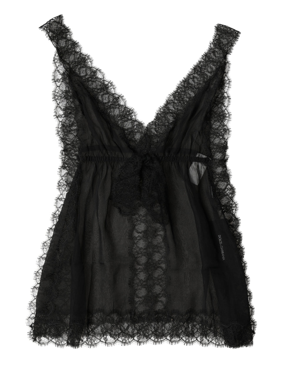 Dolce & Gabbana Black Silk Floral Lace Lingerie Top Underwear