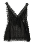Dolce & Gabbana Black Silk Floral Lace Lingerie Top Underwear