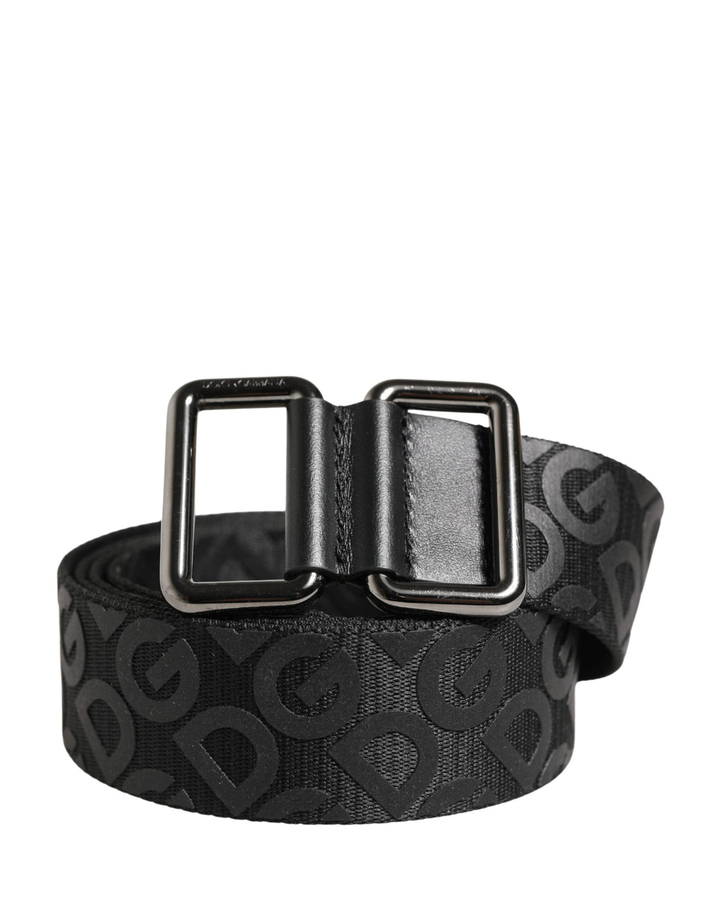 Dolce & Gabbana Gürtel mit schwarzem Logo-Monogramm und Silberschnalle