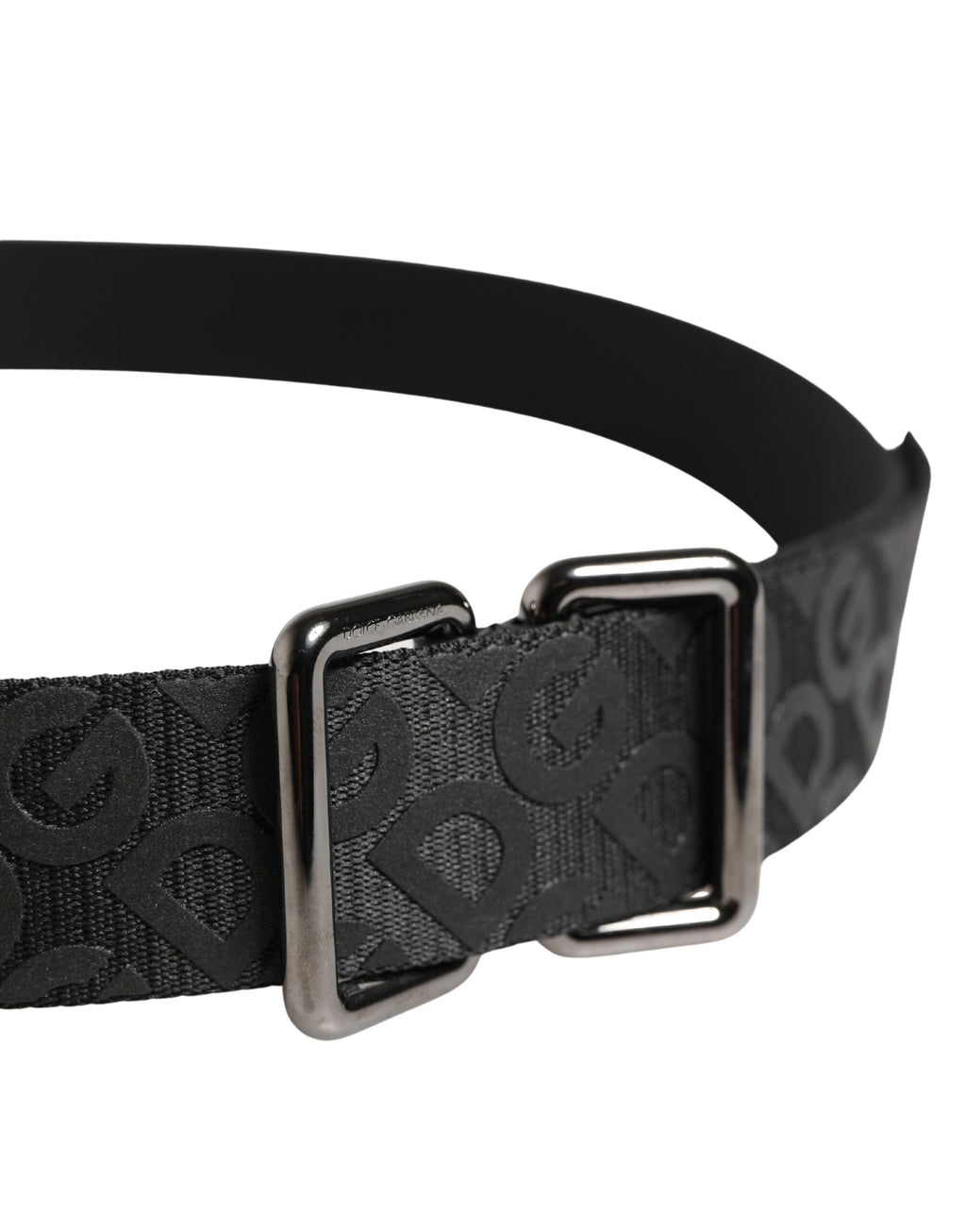 Dolce & Gabbana Gürtel mit schwarzem Logo-Monogramm und Silberschnalle