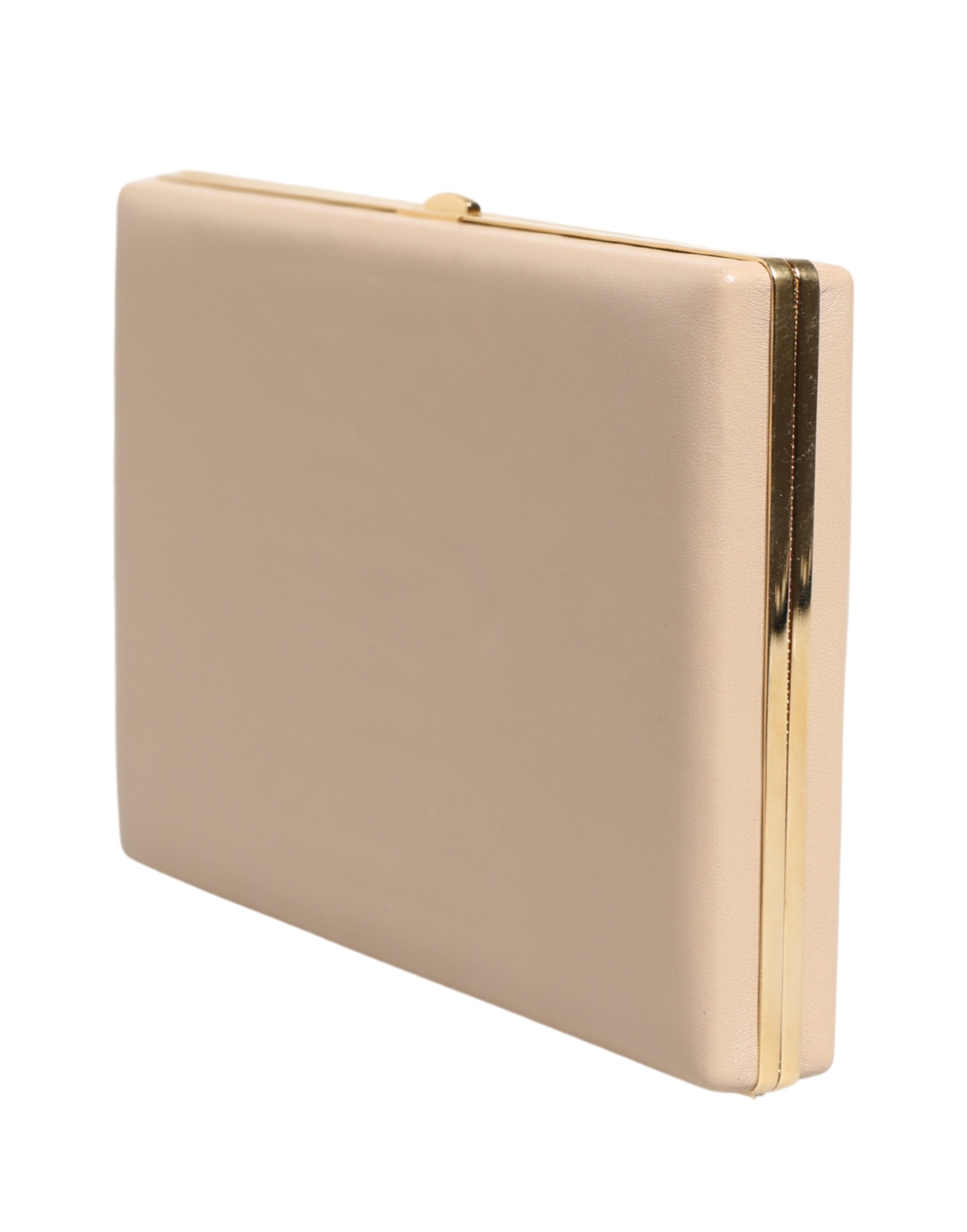 Dolce & Gabbana Beige Lambskin Leather Clutch Evening Women Purse Bag