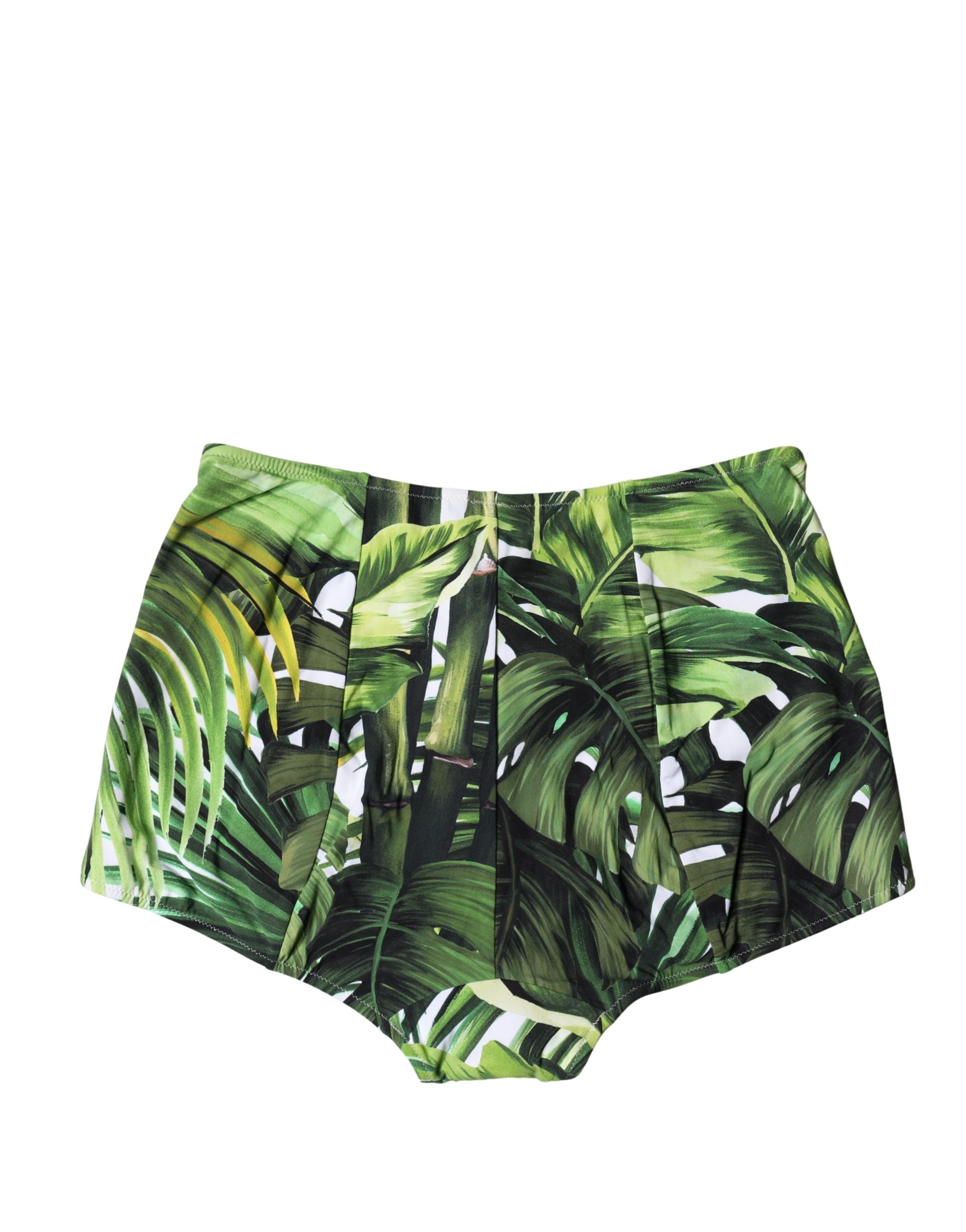 Dolce & Gabbana Green Leaf Print High-Waisted Girdle Underwear