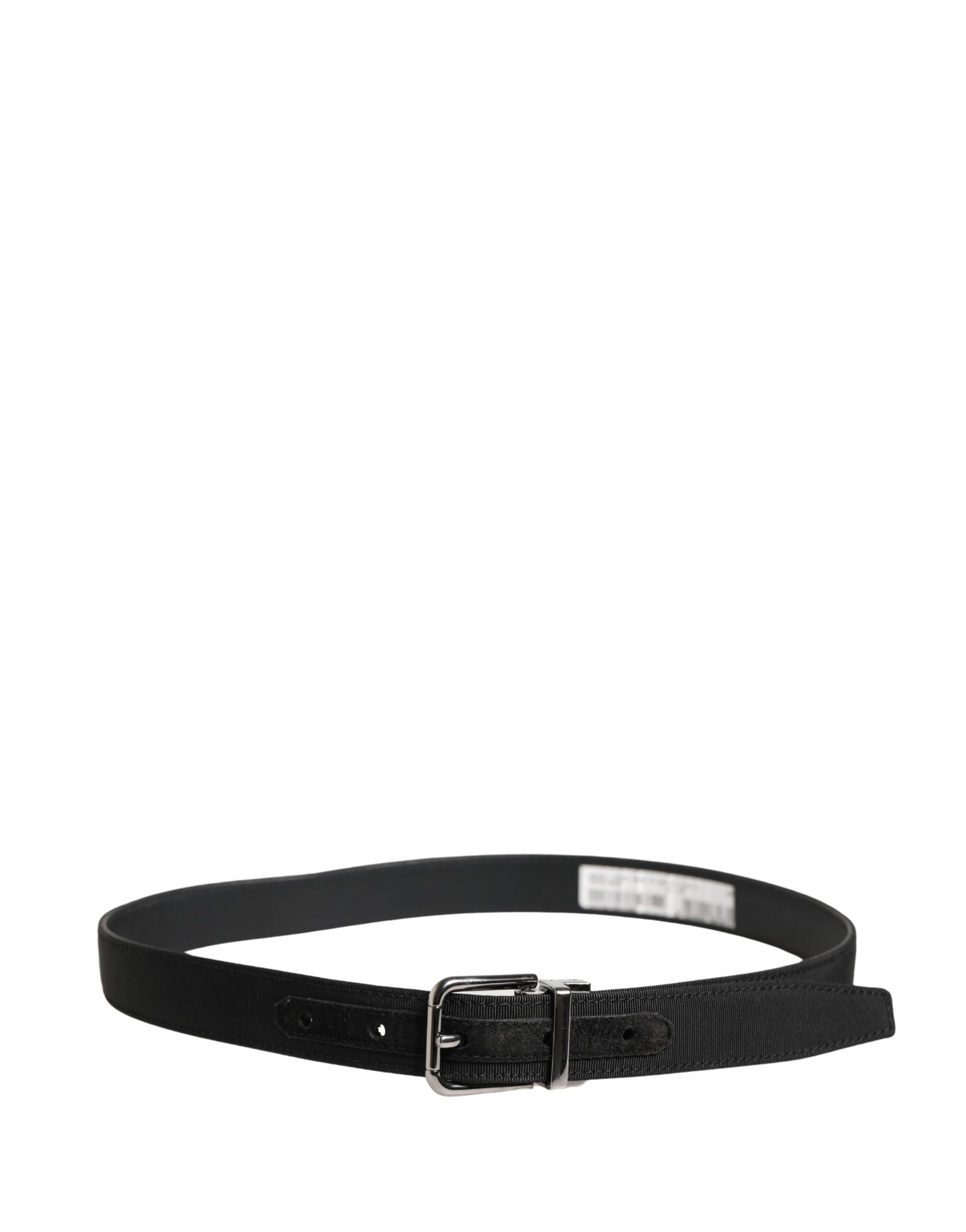Dolce & Gabbana Men Black Viscose Leather Metal Buckle Belt