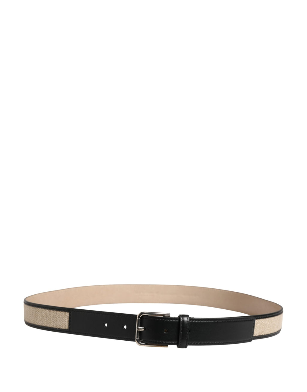 Dolce & Gabbana Herren Gürtel Beige geflochtenes Leder Metallschnalle