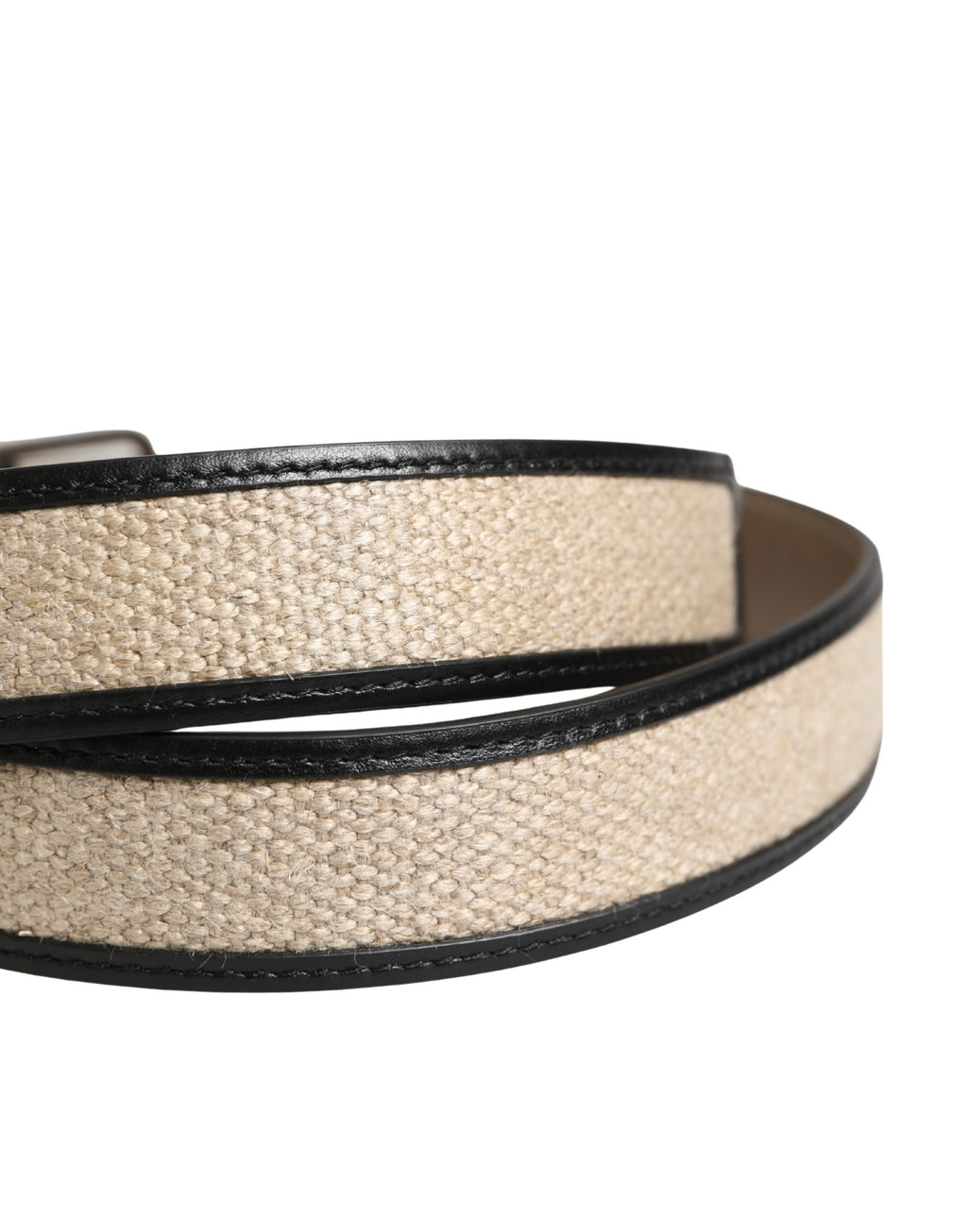 Dolce & Gabbana Herren Gürtel Beige geflochtenes Leder Metallschnalle