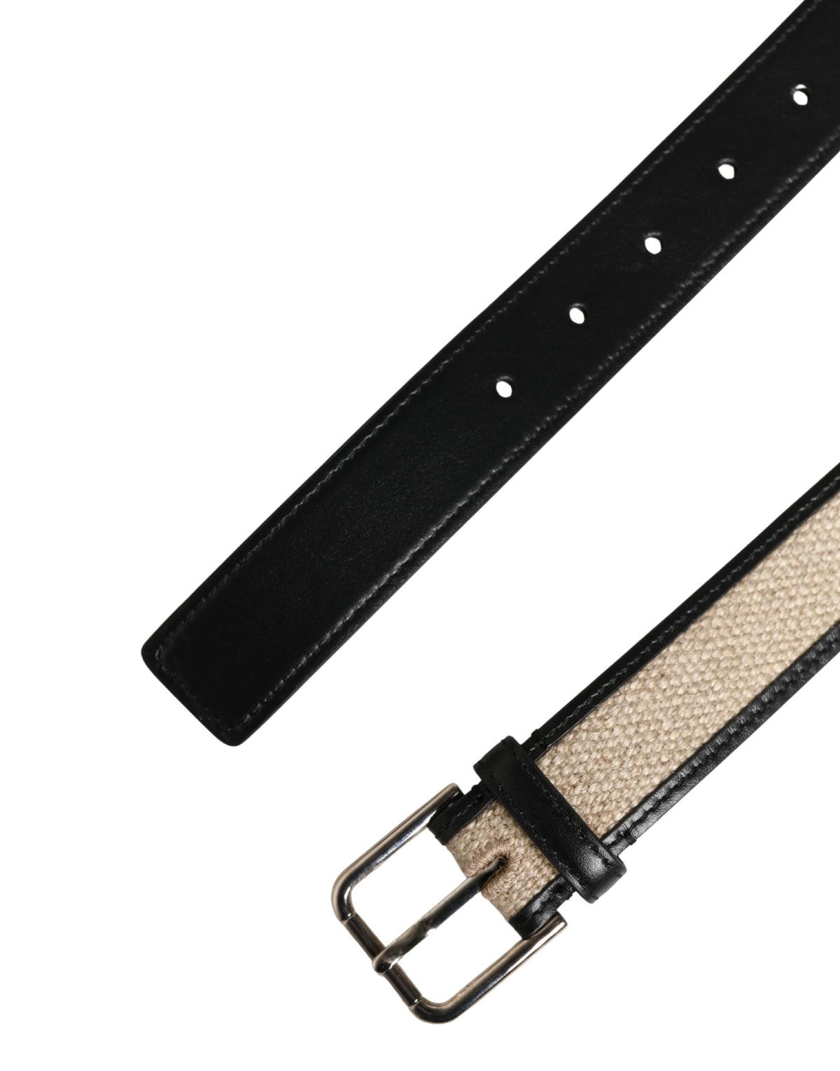 Dolce & Gabbana Herren Gürtel Beige geflochtenes Leder Metallschnalle