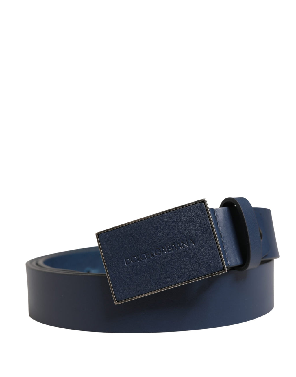 Dolce & Gabbana Herren Gürtel aus blauem Kalbsleder mit Metallschnalle und Logo