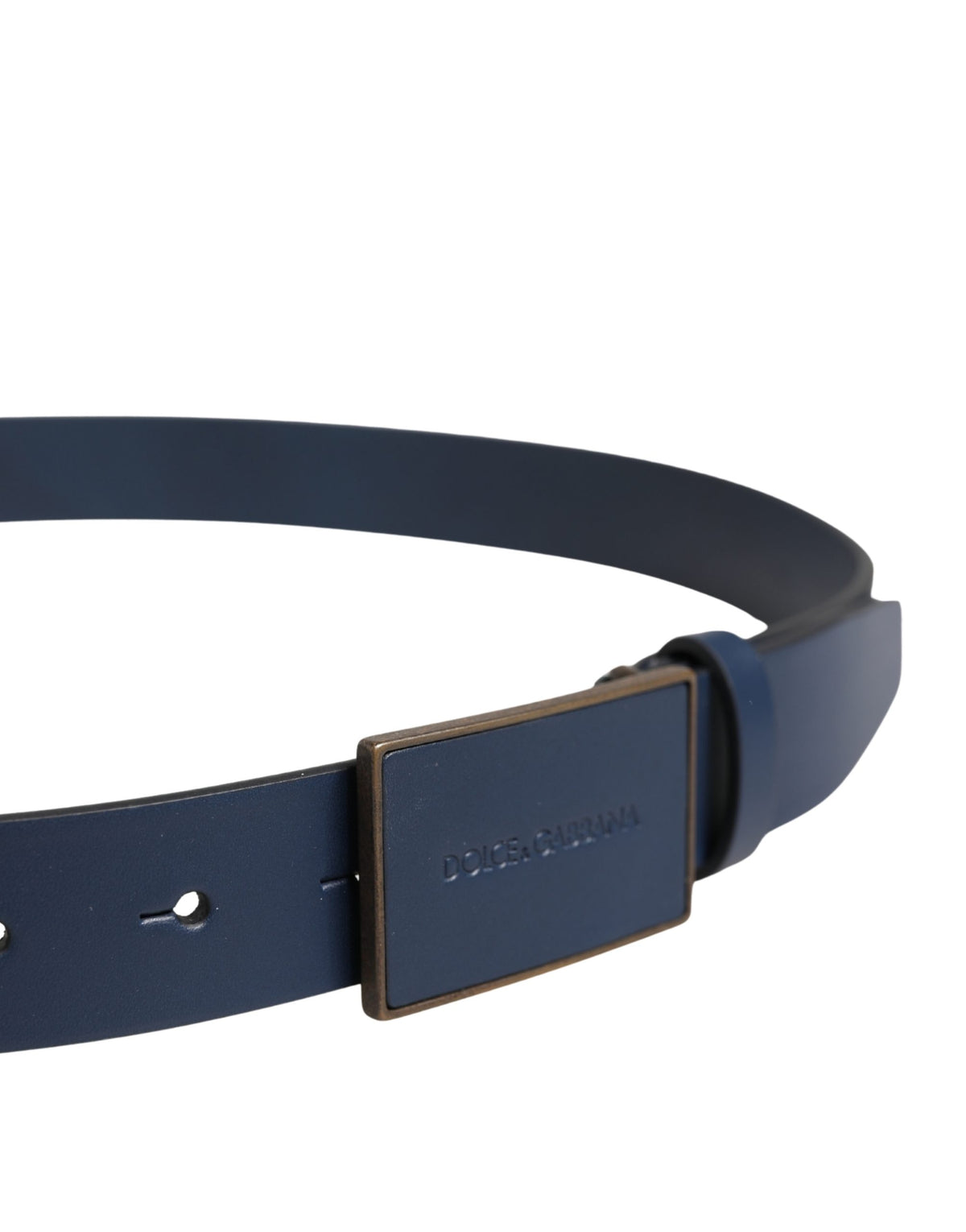 Dolce & Gabbana Herren Gürtel aus blauem Kalbsleder mit Metallschnalle und Logo