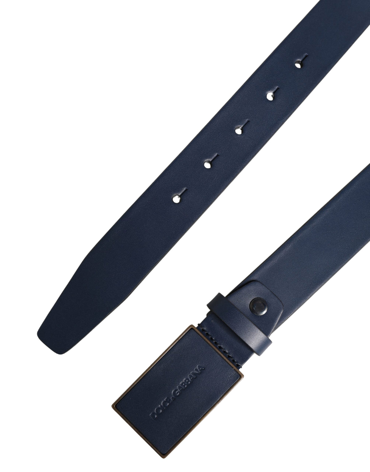 Dolce & Gabbana Herren Gürtel aus blauem Kalbsleder mit Metallschnalle und Logo